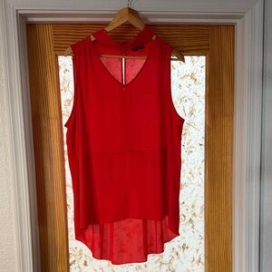 Vince Camuto Red Sleeveless V-Neck Hi-Low Chiffon Top - super cute shirt to wear